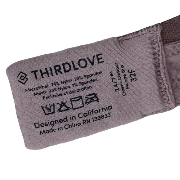 ThirdLove 24/7 Classic Contour Plunge Bra sz 32F * Uplift Taupe Mesh Overlay - Picture 6 of 6